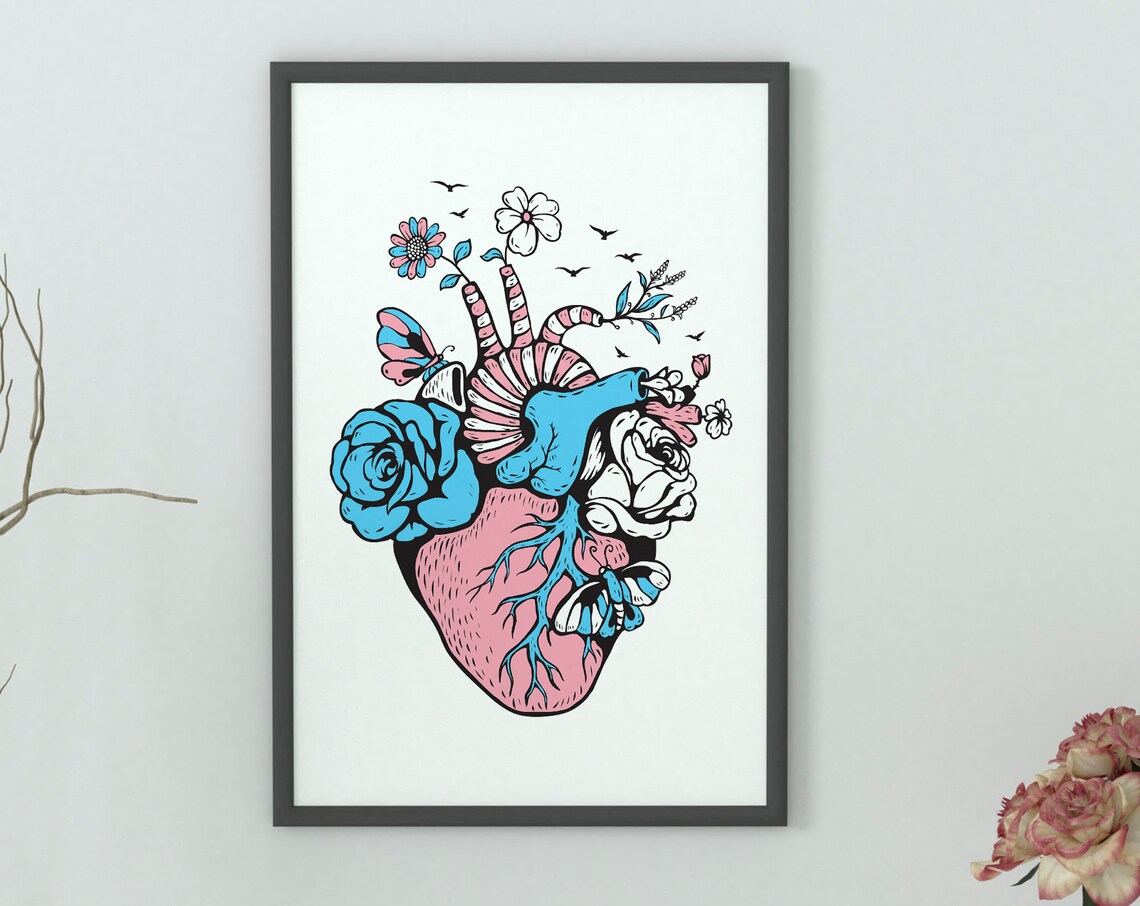 Transgender Pride Heart LGBTQ Gift Poster Print