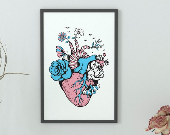 Transgender Pride Heart LGBTQ Gift Poster Print