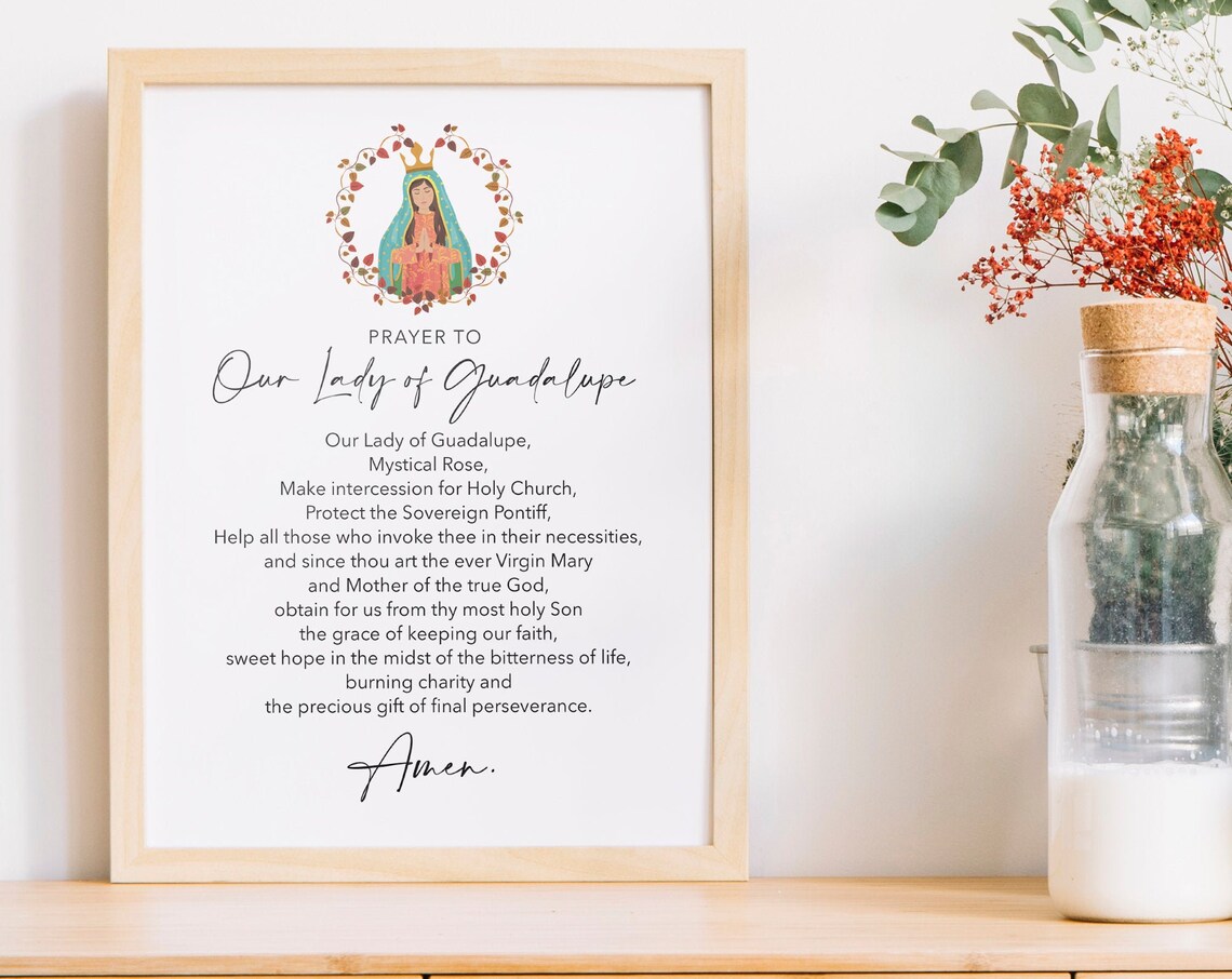 Prayer To Our Lady Of Guadalupe Catholic Prayer Devotional Wall Art
