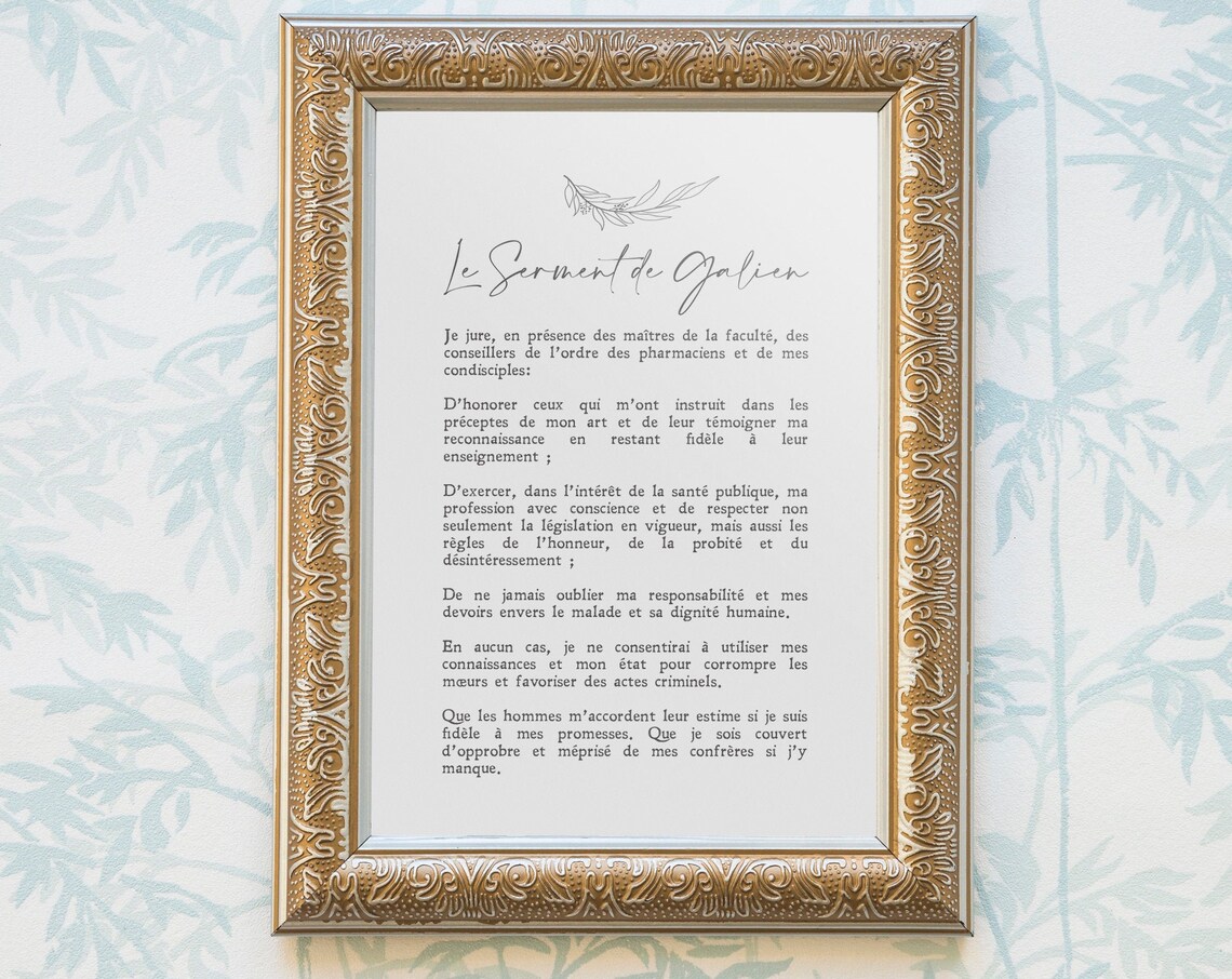 Serment De Galien French Medical Oath Art Print