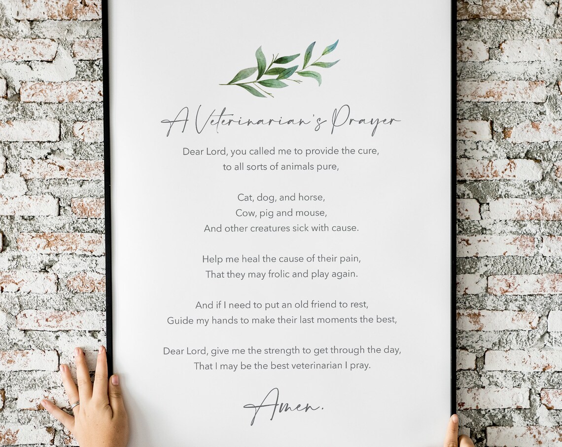 Veterinarians Prayer, Minimalist Christian Art Print