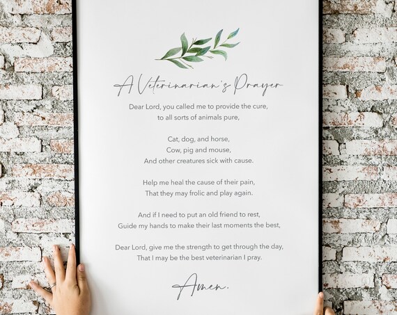 Veterinarians Prayer, Minimalist Christian Art Print