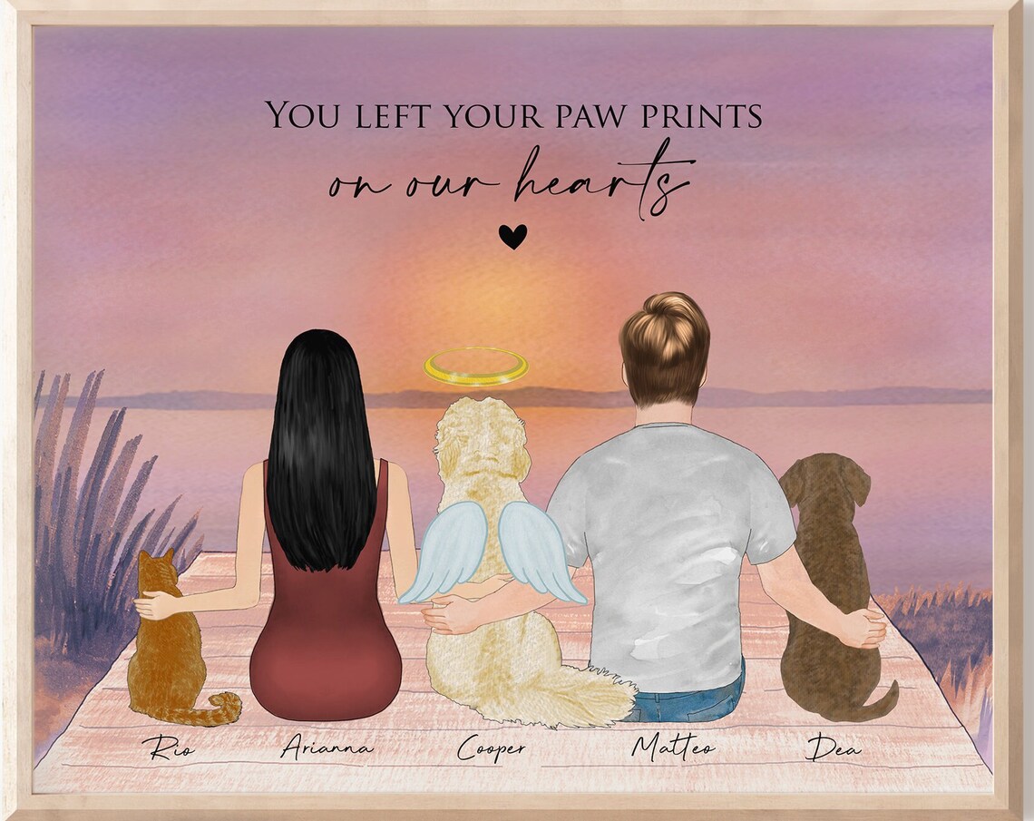You Left Your Paw Prints on Our Hearts Pet Memorial Keepsake Poster