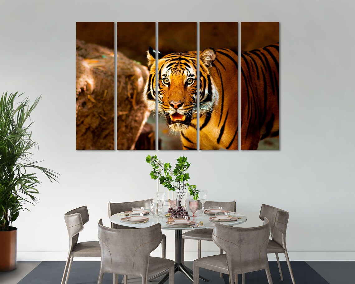 Majestic Tiger Close Up Portrait Golden Wildlife Photography Art Poster - Image 3