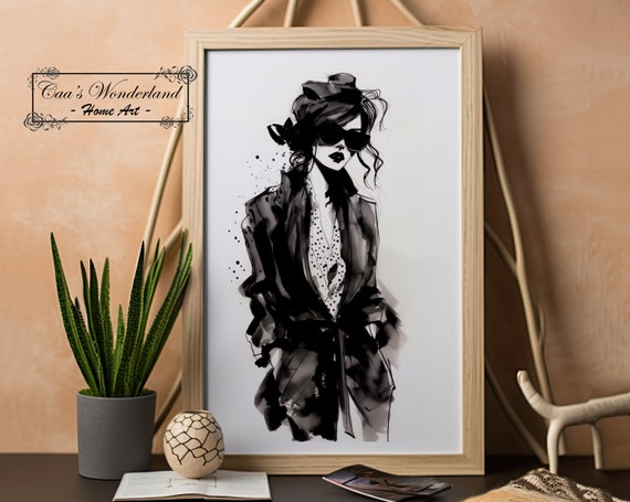 Power Fashion Sketch Designer Watercolor Ink Illustrations Modern Black And White Gallery Artwork Fashionista Magazine