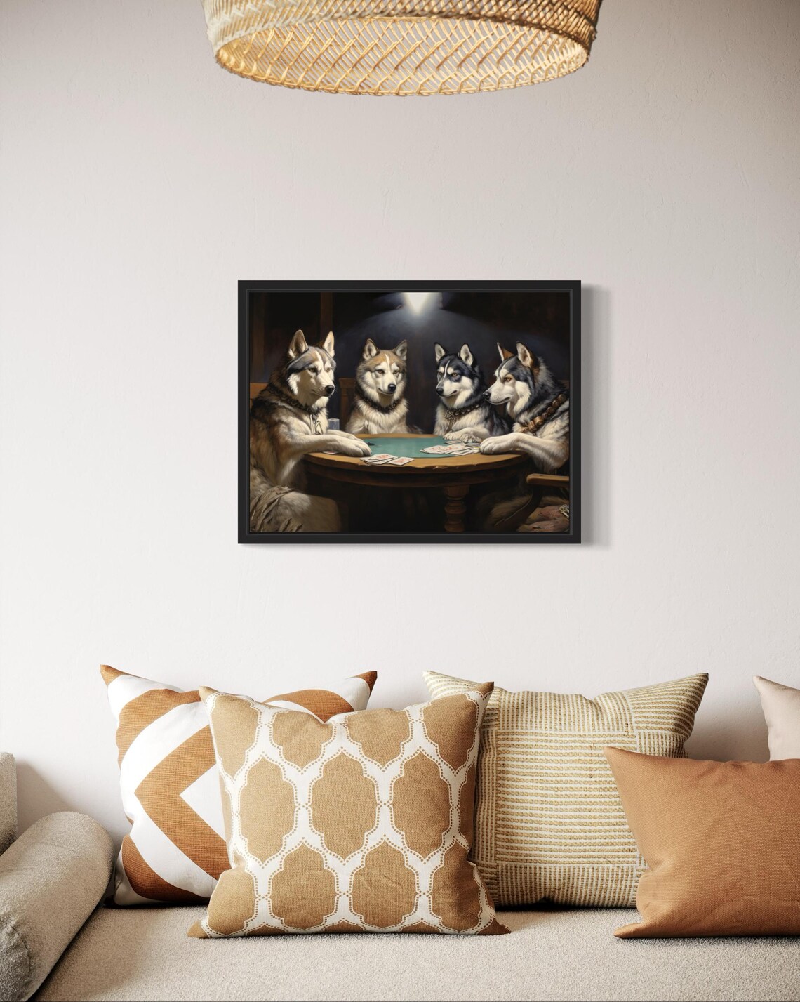 Siberian Huskies Playing Cards Humor Art Print - Image 2