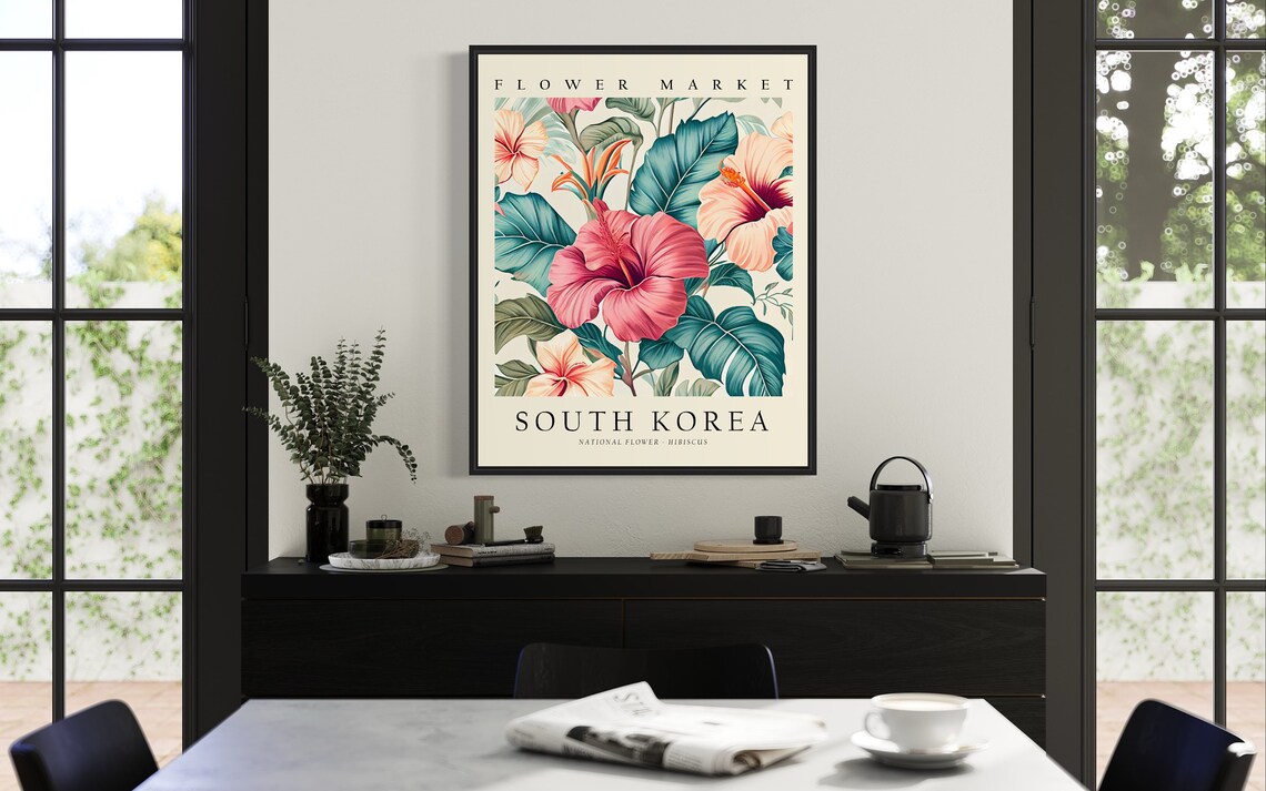 South Korea National Flower Hibiscus Botanical Art Print - Image 2