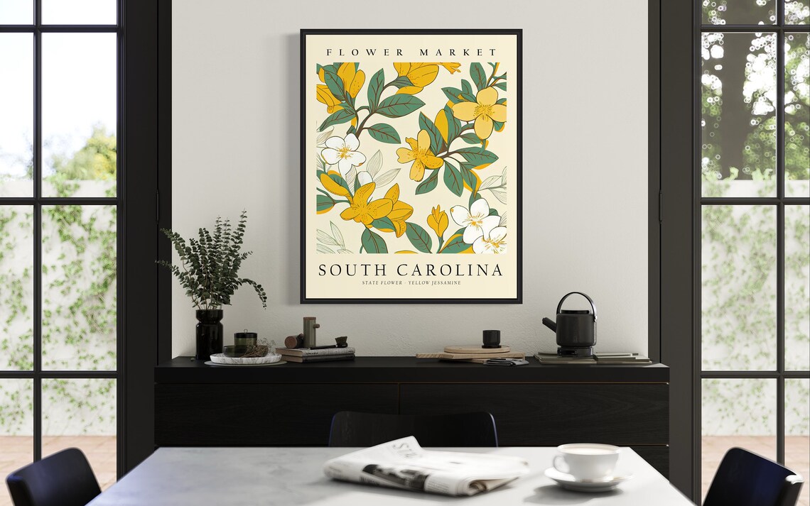 South Carolina Yellow Jessamine Botanical Art Print - Image 2