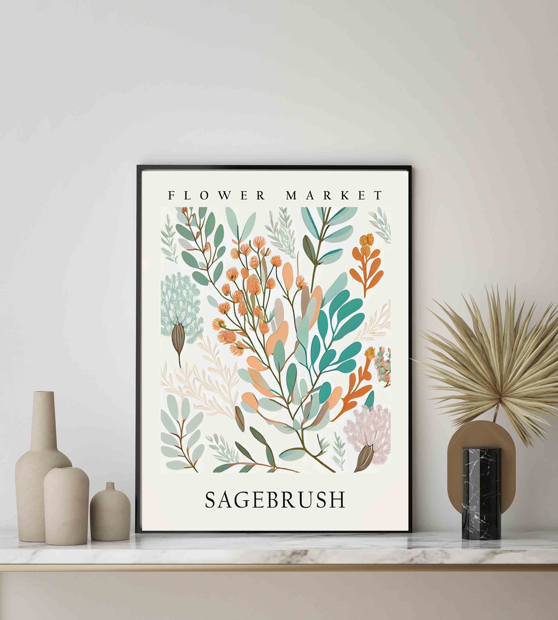 Sagebrush Desert Copper Botanical Flower Market Pastel Art Print - Image 3