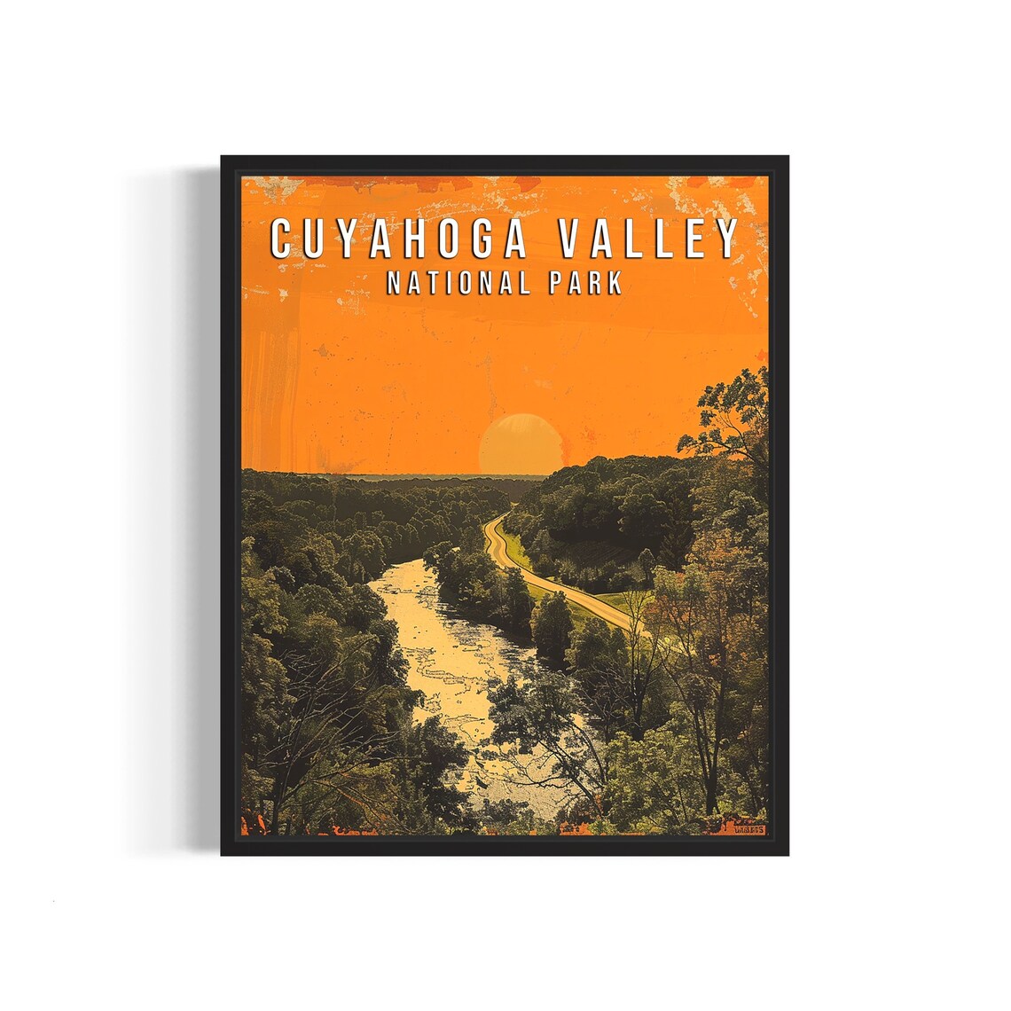 Cuyahoga Valley National Park Autumn River Sunset Scenic Travel Poster