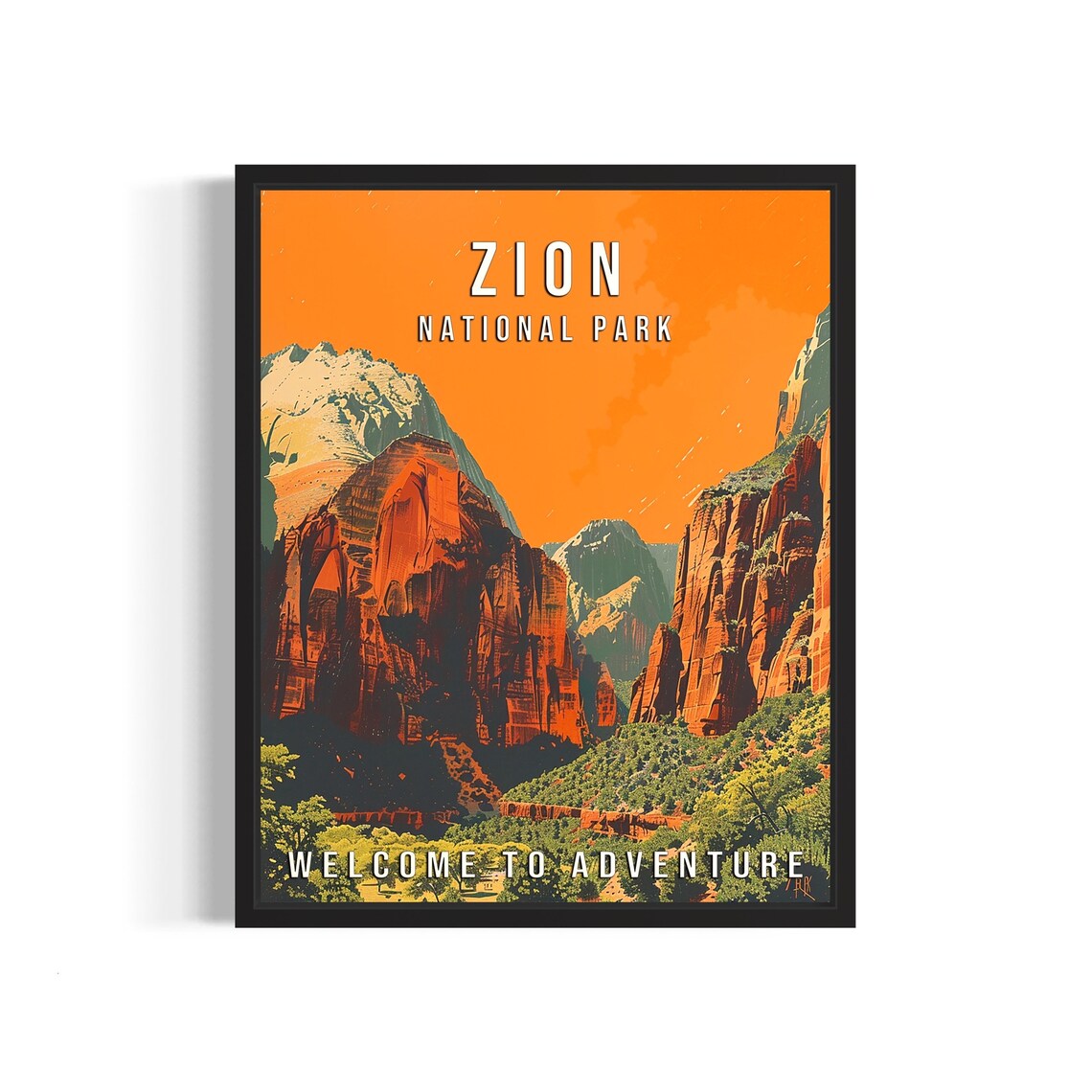 Zion National Park Utah Red Rock Canyon Sunset Vintage Travel Poster