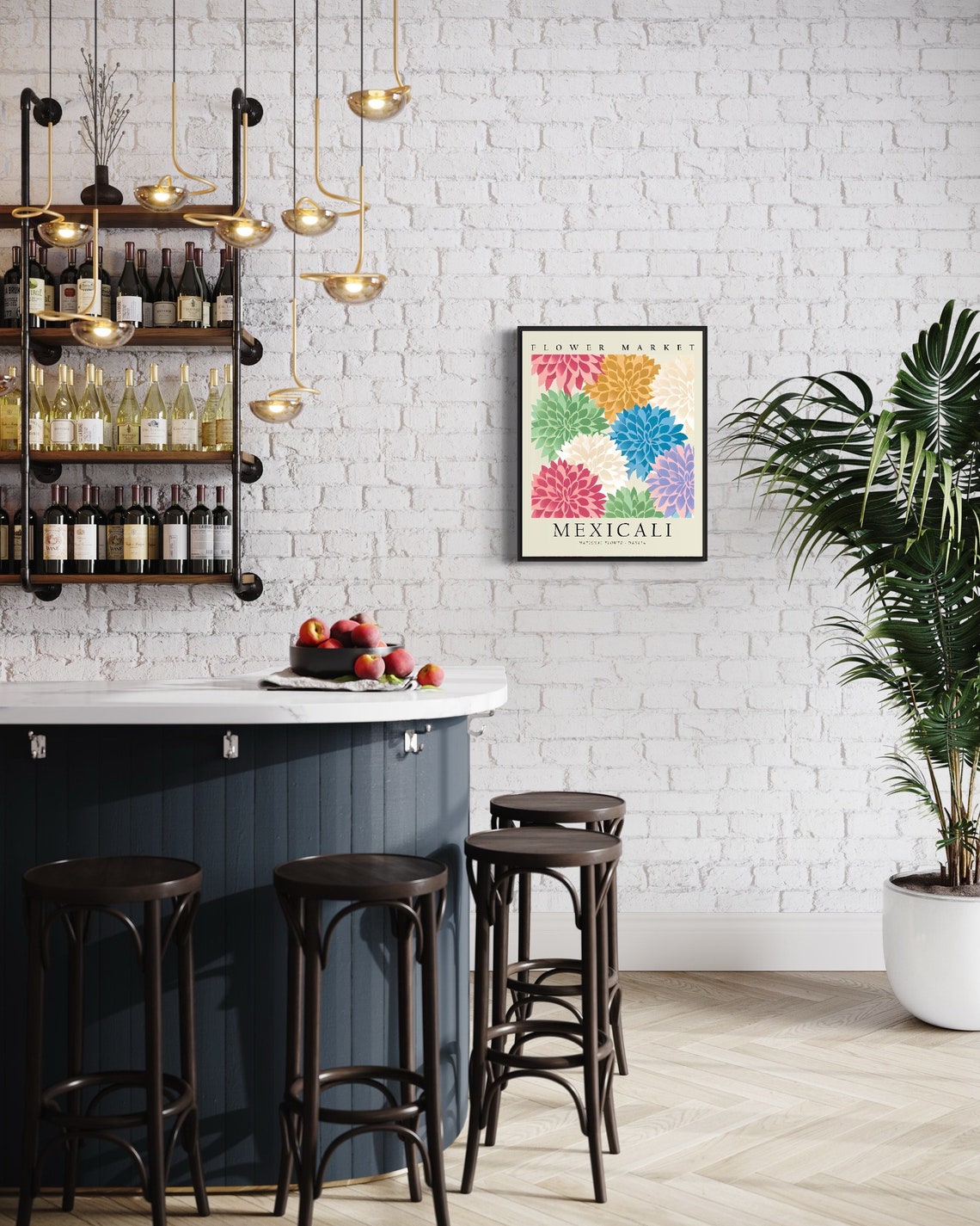 Mexicali Mexico Flower Market Art Print Mexicali Flower Wall Art Poster - Image 3