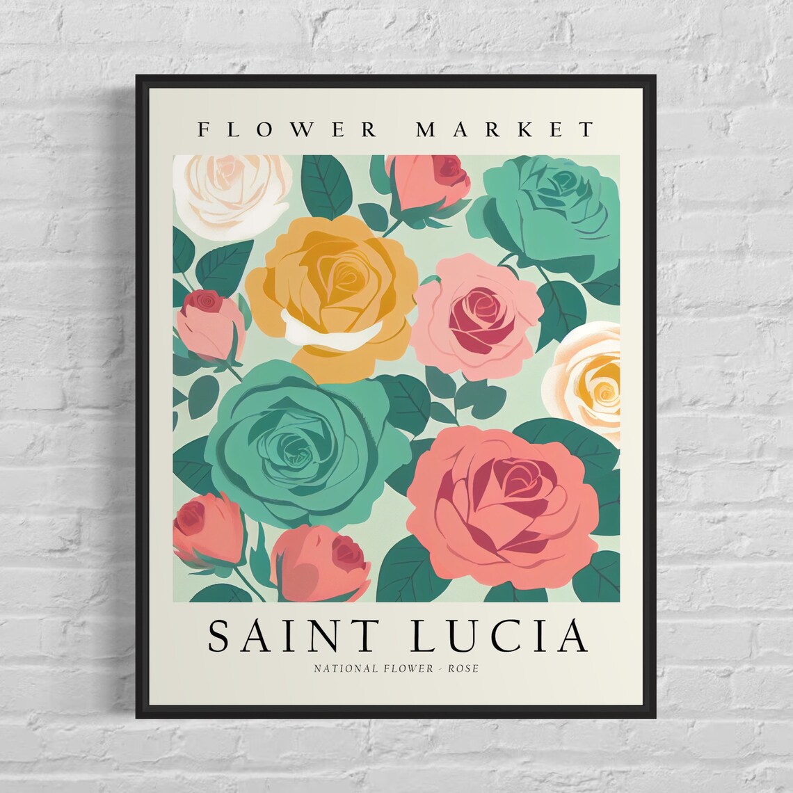 Saint Lucia Flower Market, Botanical Wall Art Print