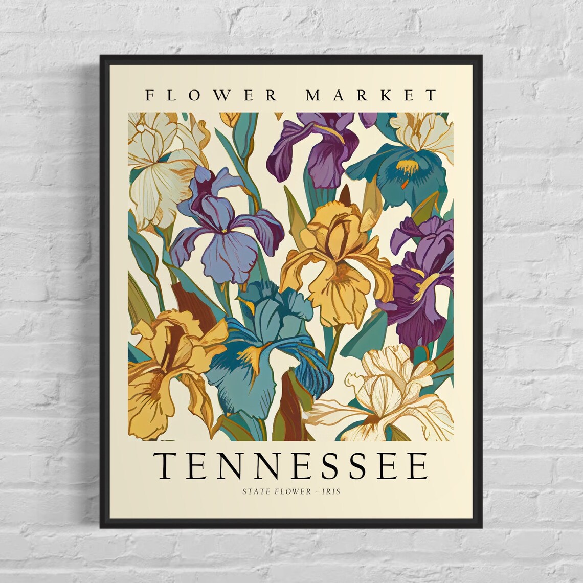 Tennessee State Flower Iris Botanical Art Print