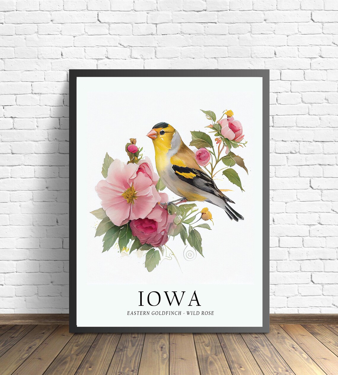 Iowa State Bird Art Print, State Flower Wall Decor