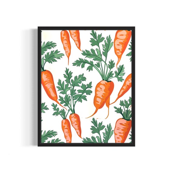 Carrots Poster Art Print Kitchen Fruit Decor For Kitchen Dining Restaurant Neutral Food Pastel Artwork