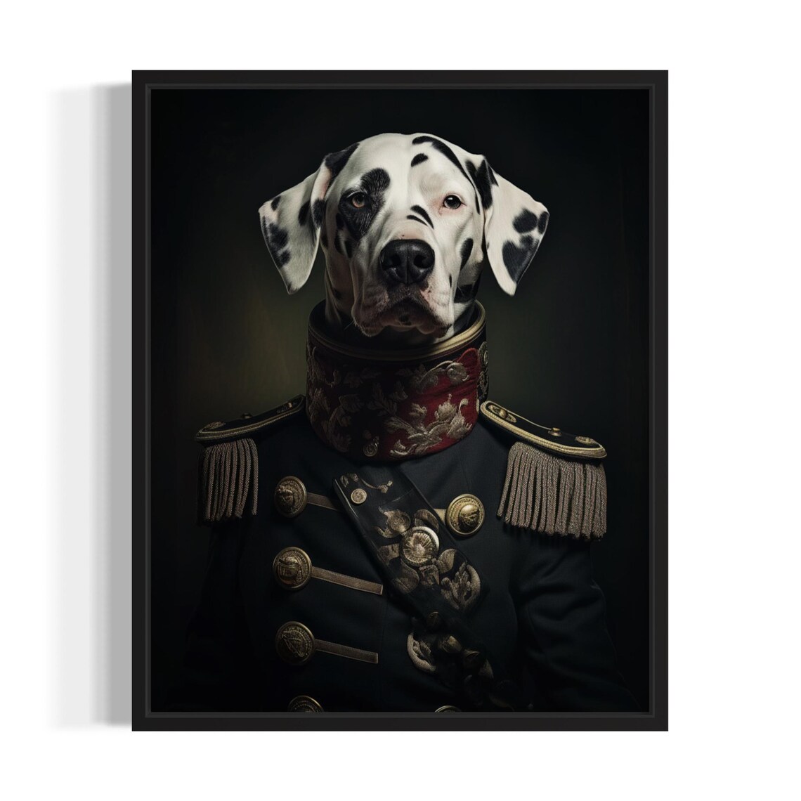 Dalmatian Dog in Ornate Military General Uniform Portrait Poster