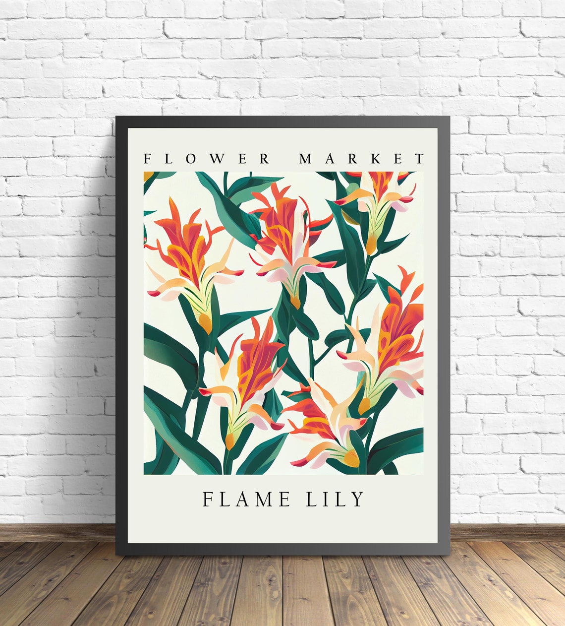 Flame Lily Tropical Fiery Bloom Botanical Flower Market Art Print