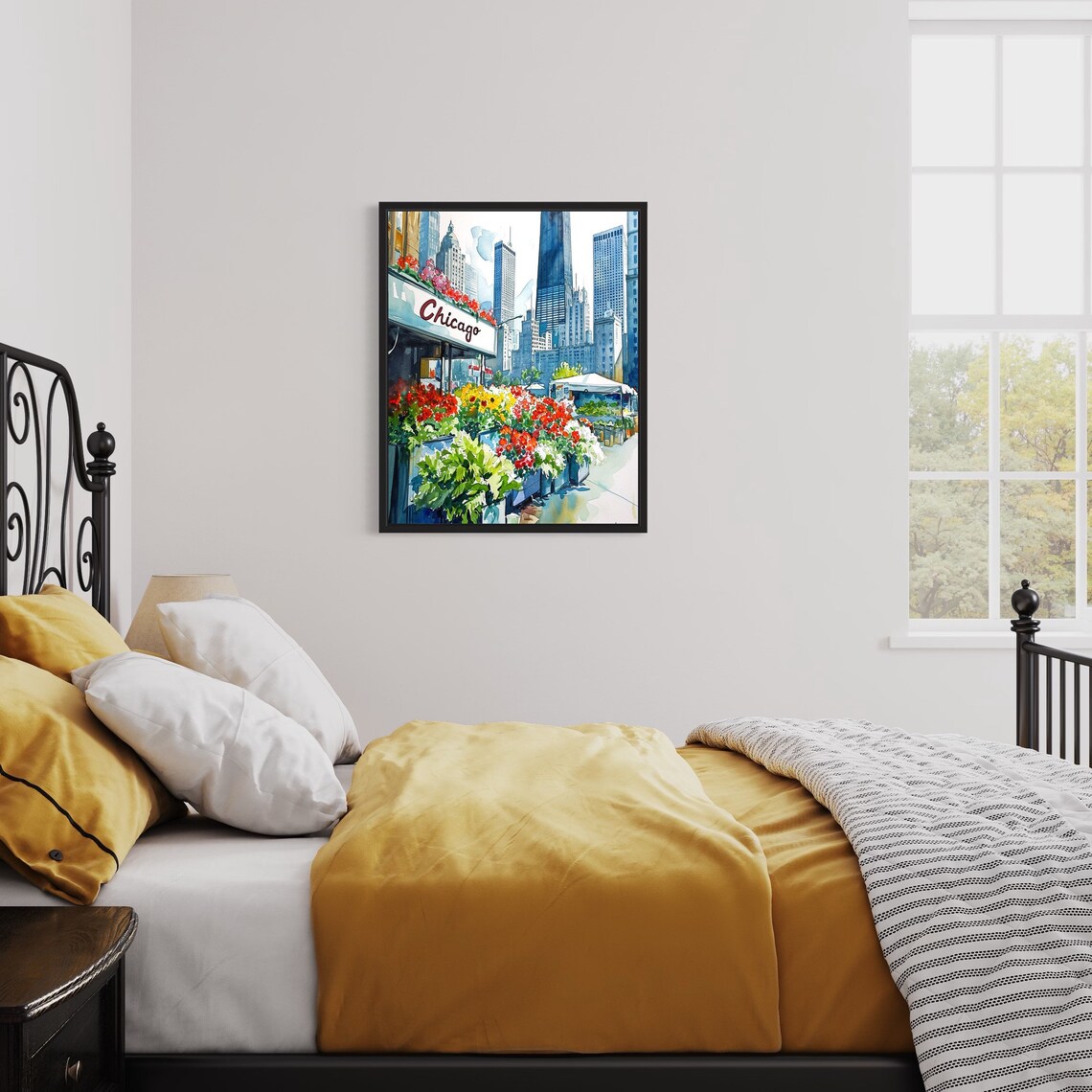 Chicago Flower Market Poster Art Print, Neutral Botanical - Image 3