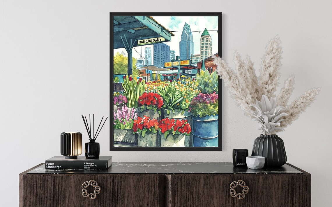 Indianapolis Flower Market Poster, Neutral Botanical Art Print - Image 2