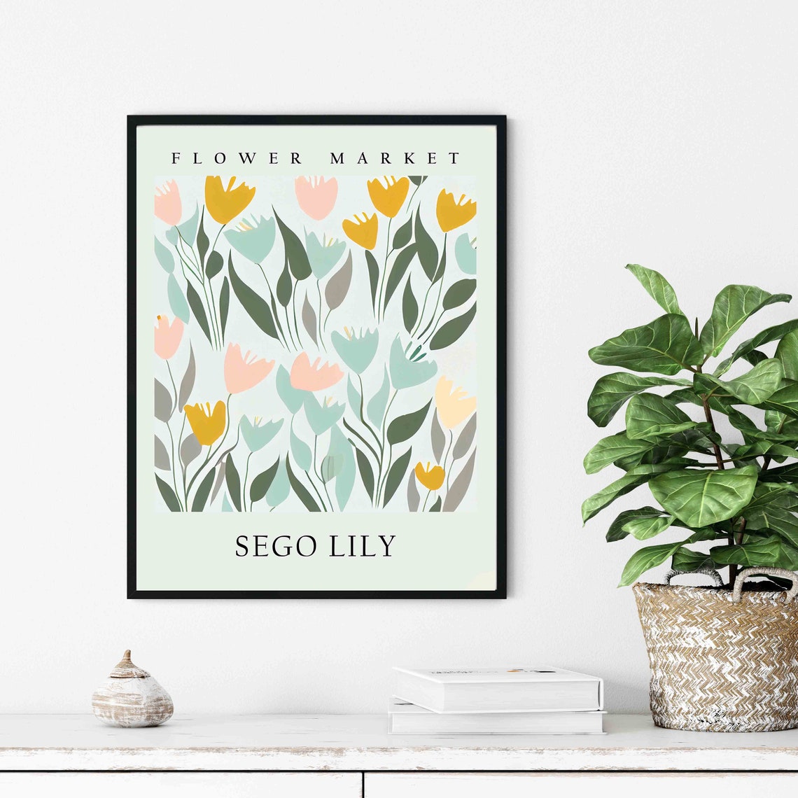 Sego Lily Pastel Tulip Blooms Botanical Flower Market Wall Art - Image 2