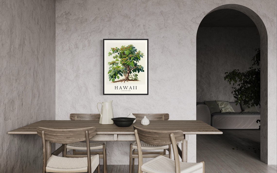 Hawaii Candlenut Tree Watercolor State Tree Botanical Art Print - Image 3