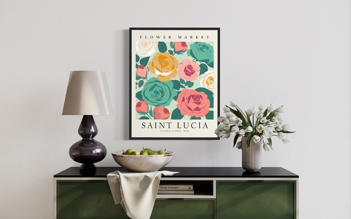 Saint Lucia Flower Market, Botanical Wall Art Print - Image 2