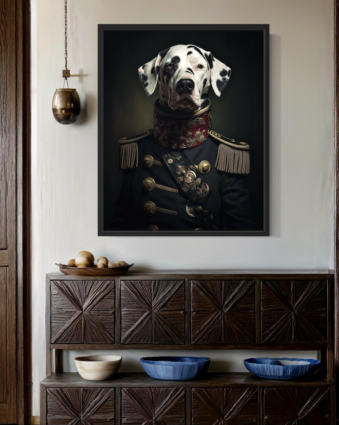 Dalmatian Dog in Ornate Military General Uniform Portrait Poster - Image 2