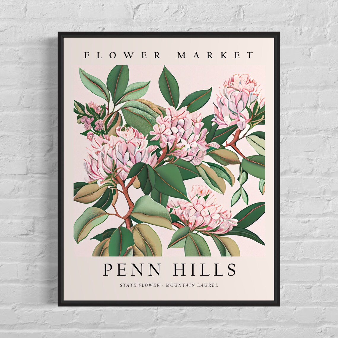 Penn Hills Pennsylvania Mountain Laurel Flower Market Art Poster
