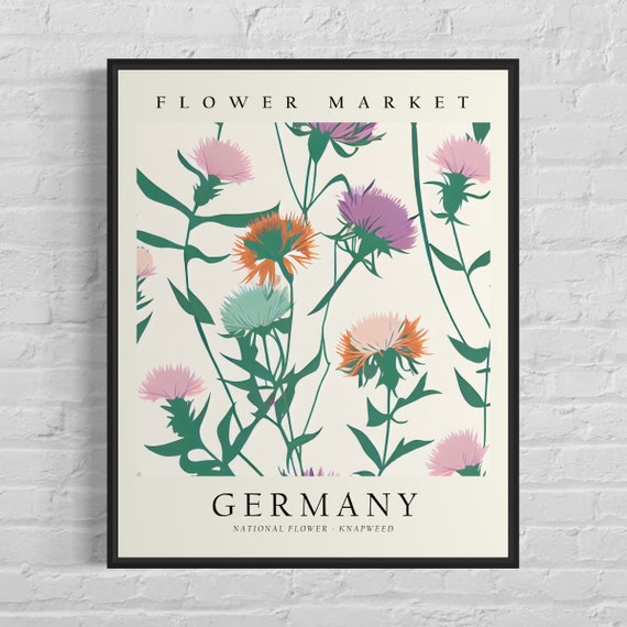 Germany Flower Market Art Print, Botanical Pastel Artwork