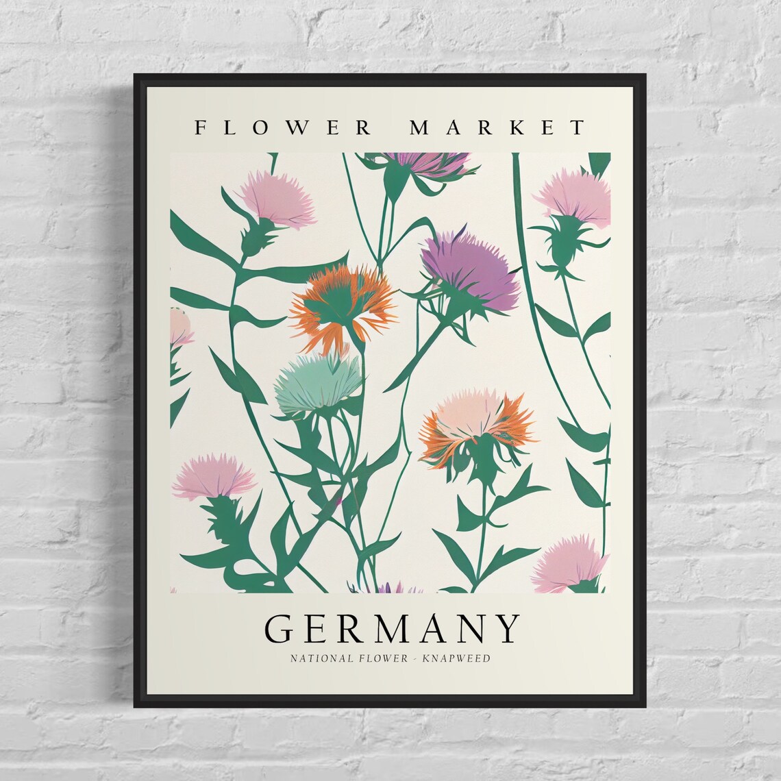Germany Flower Market Art Print, Botanical Pastel Artwork