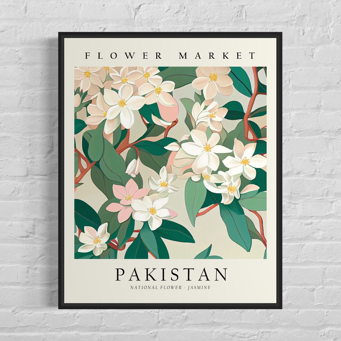 Pakistan Flower Market Jasmine Botanical Art Print