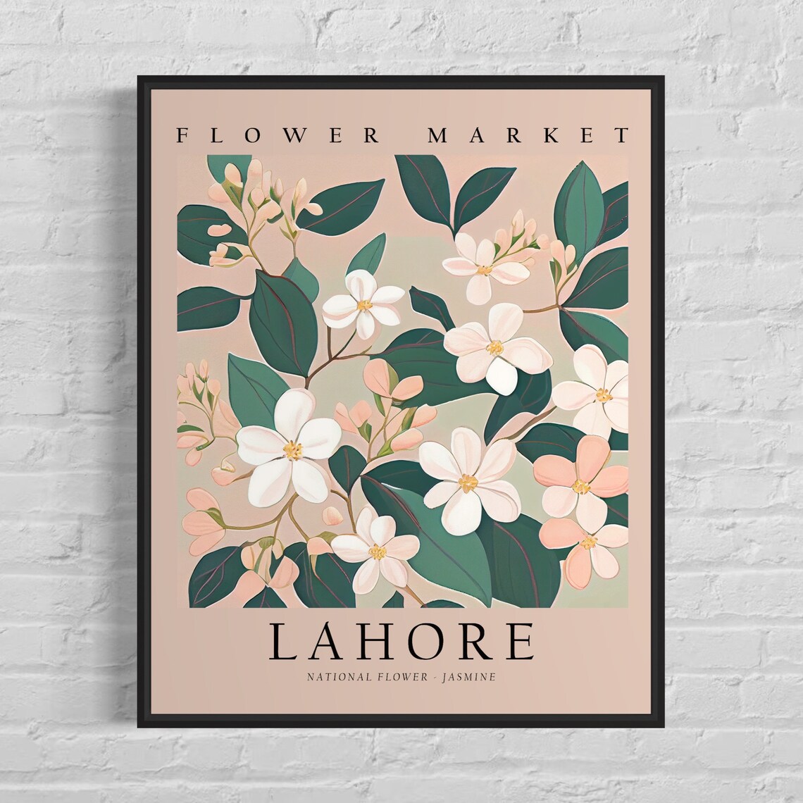 Lahore Pakistan Flower Market National Jasmine Floral Vintage Poster