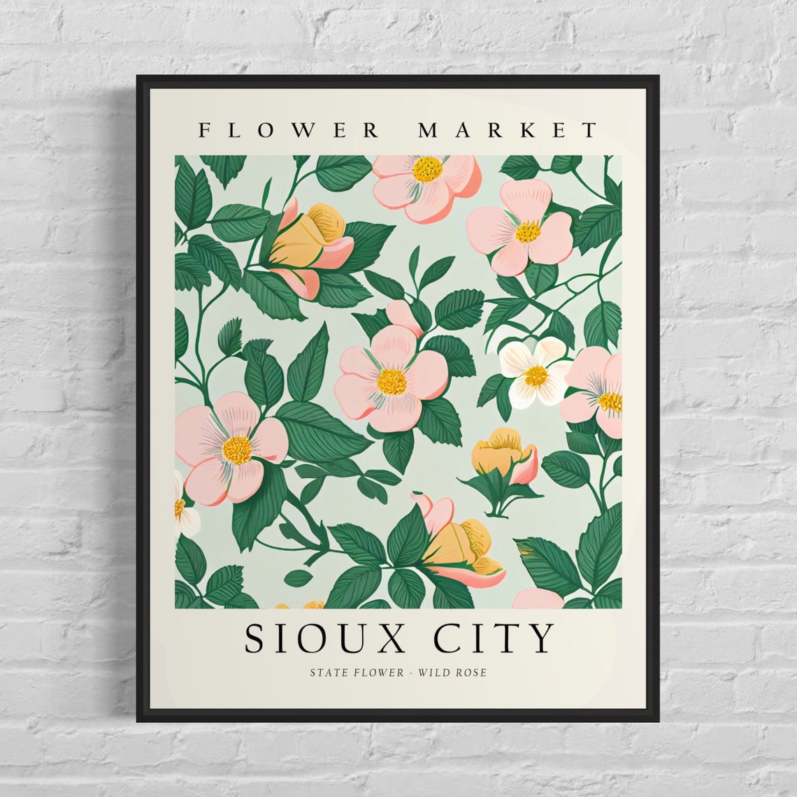 Sioux City Flower Market Wild Rose Fresh Meadow Botanical Poster
