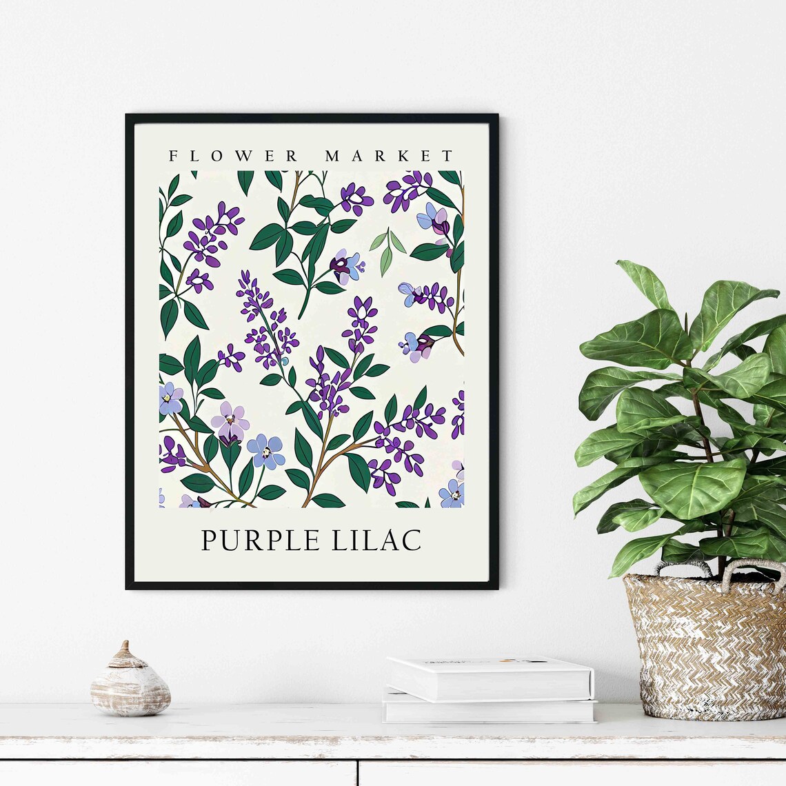 Purple Lilac Botanical Art Print, Pastel Flower Market - Image 2