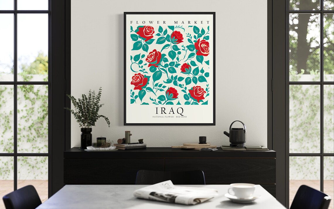 Iraq National Flower Red Rose 1960s Art Print - Image 2