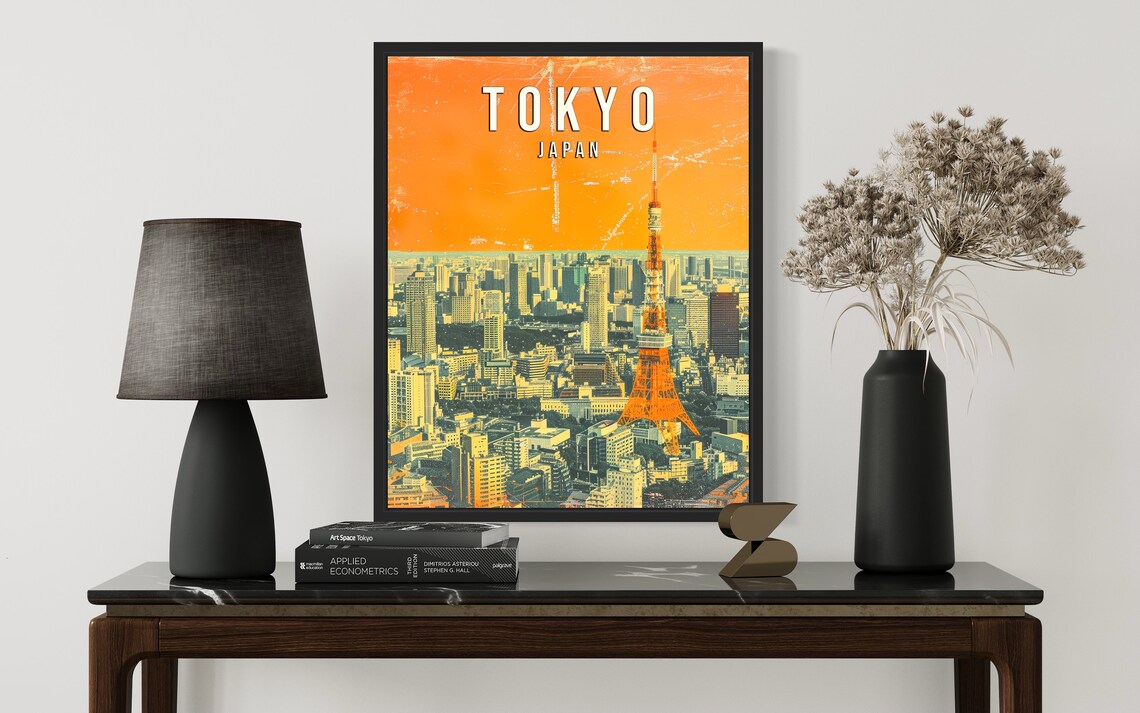 Tokyo Japan Vintage Sunset Tokyo Tower Cityscape Travel Poster - Image 3