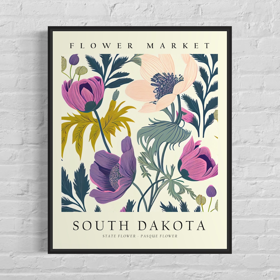 South Dakota State Flower, Neutral Botanical Art Print