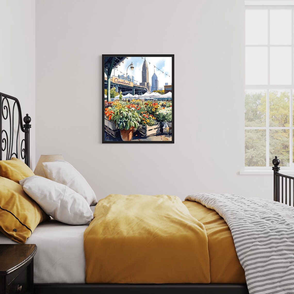 Cleveland Flower Market Neutral Botanical Art Print - Image 3