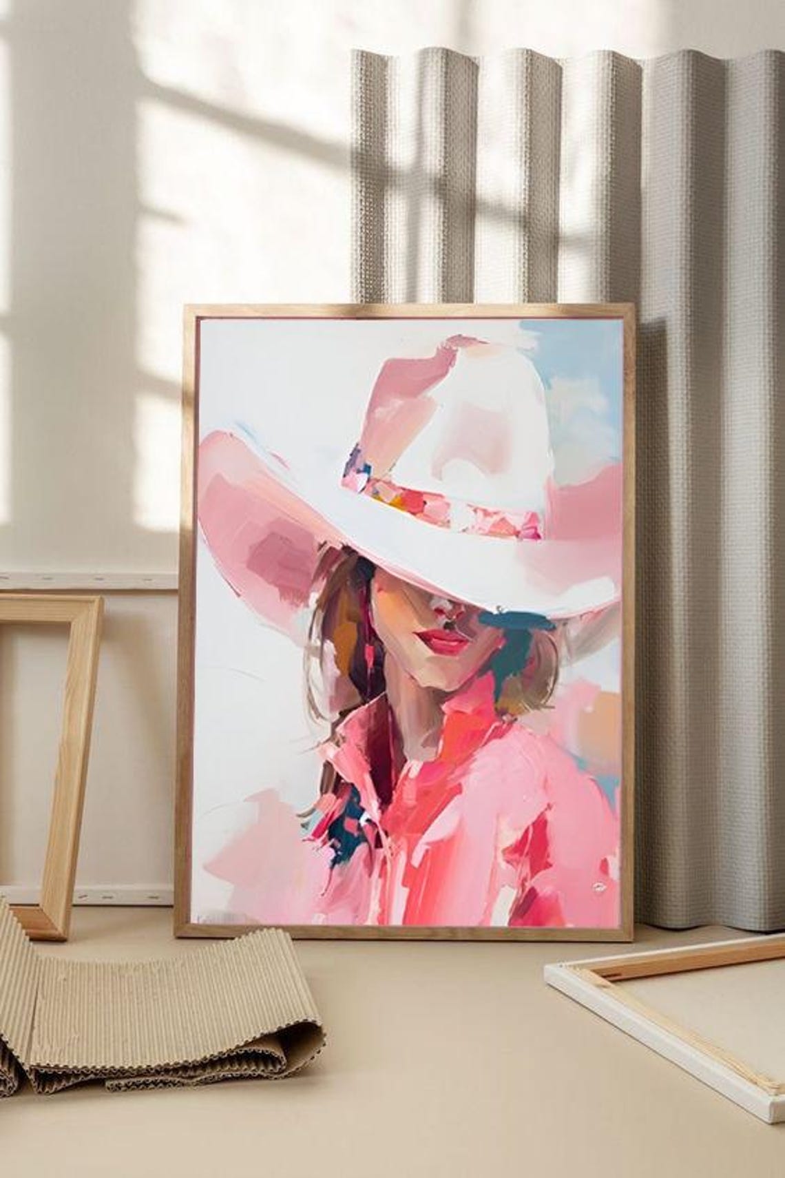 Vintage Cowgirl Painting Print Painting Cowgirl Cover Vintage Wall Art Coastal Cow Girl Print