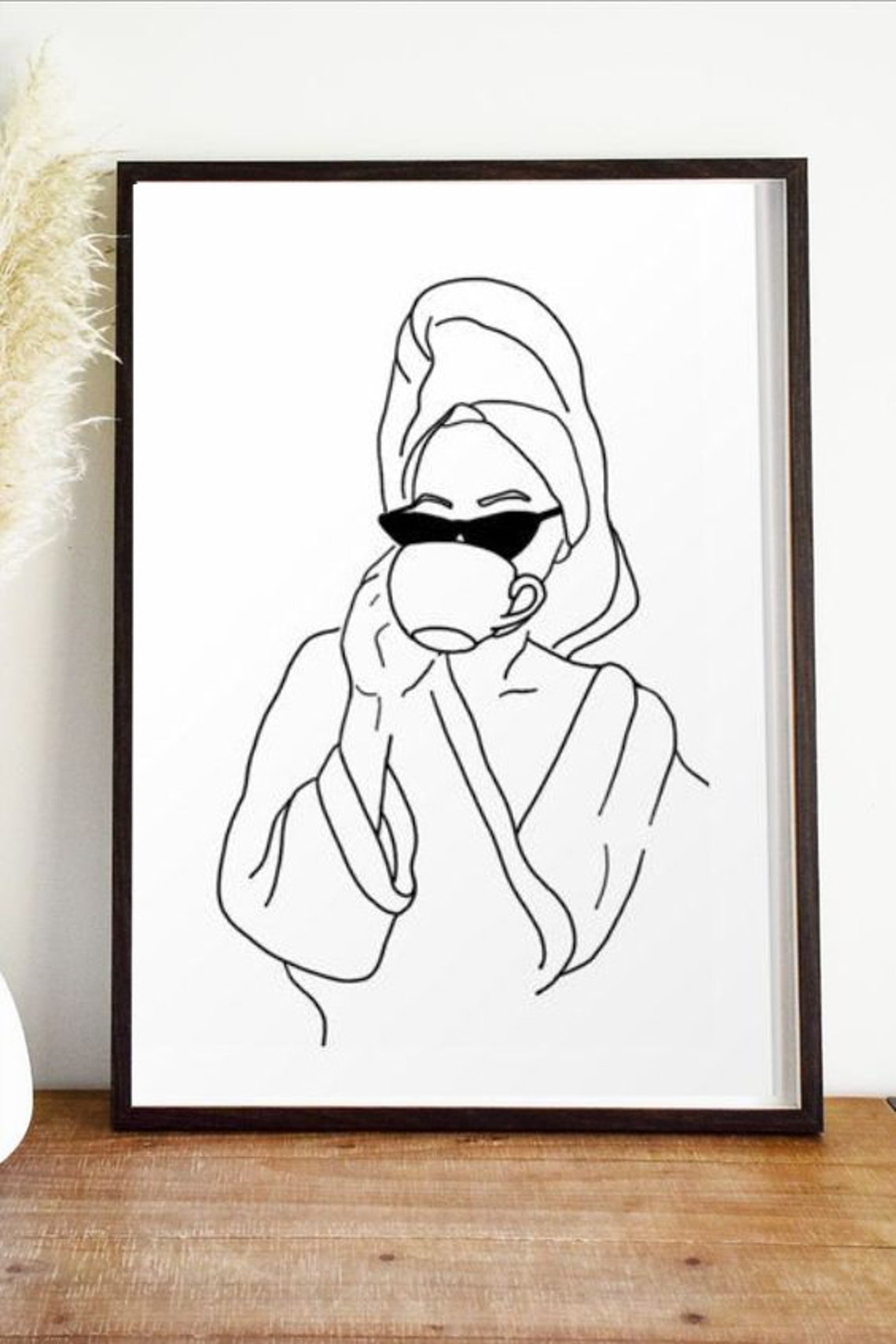 Bathroom Line Art Woman In Robe Woman Art Bathroom Print Modern Bathroom Prints Bathroom Wall Decor - Image 3