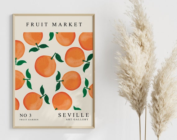 Orange Fruit Market Wall Art Print Citrus Poster Food Dining Room Kitchen Vintage 1092