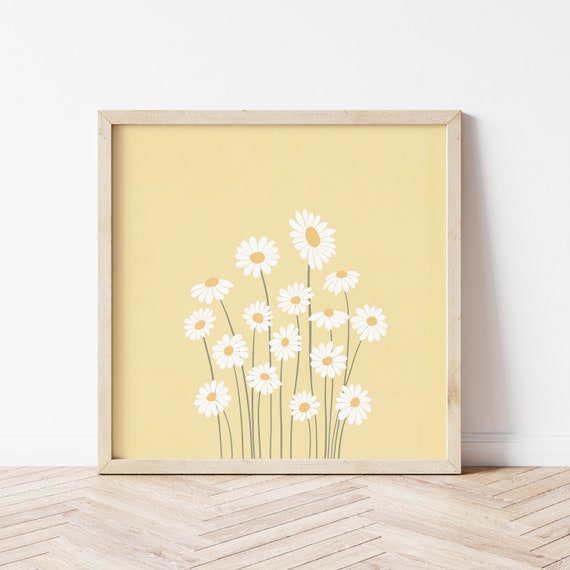 Daisies Art Print, Danish Pastel Dorm Room Decor