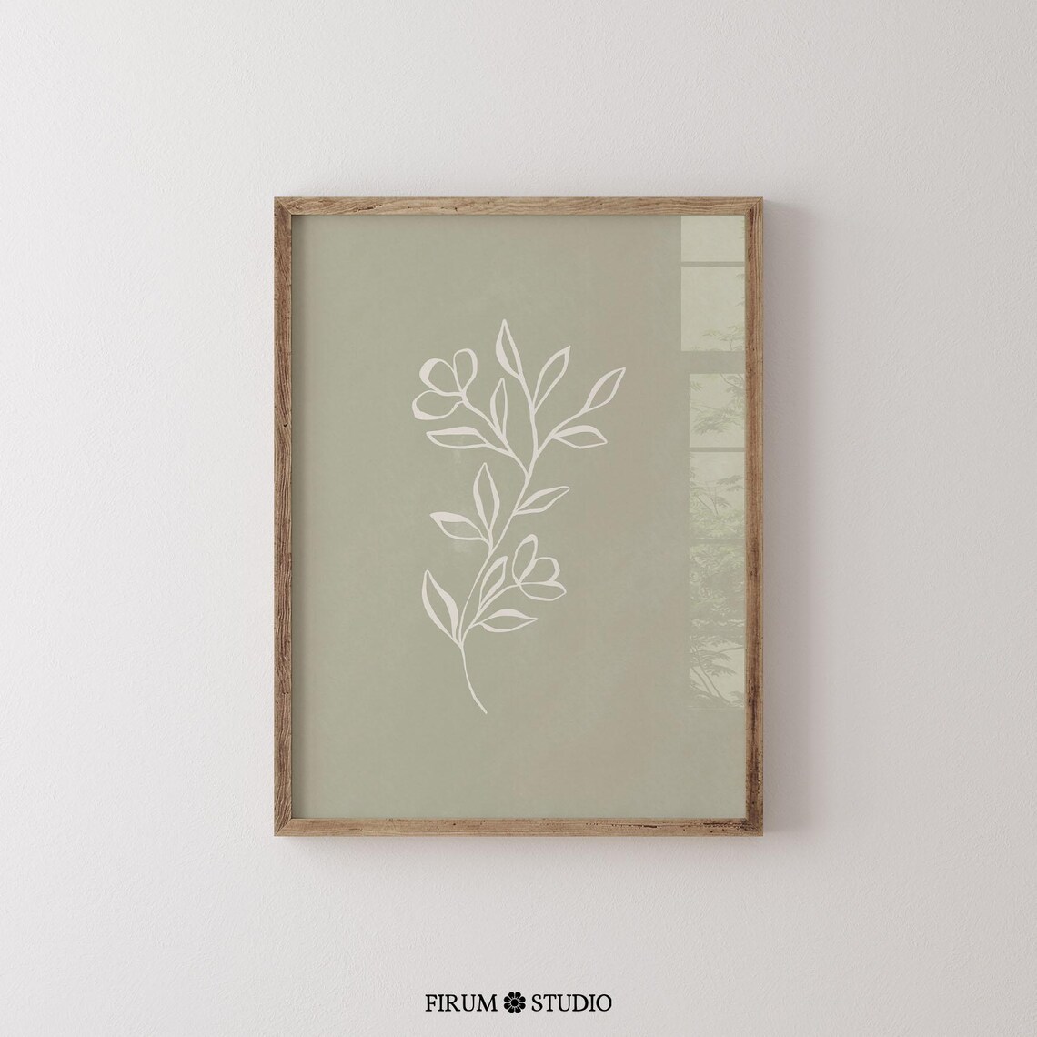 Sage Green Botanical Line Art Minimalist Art Print - Image 2