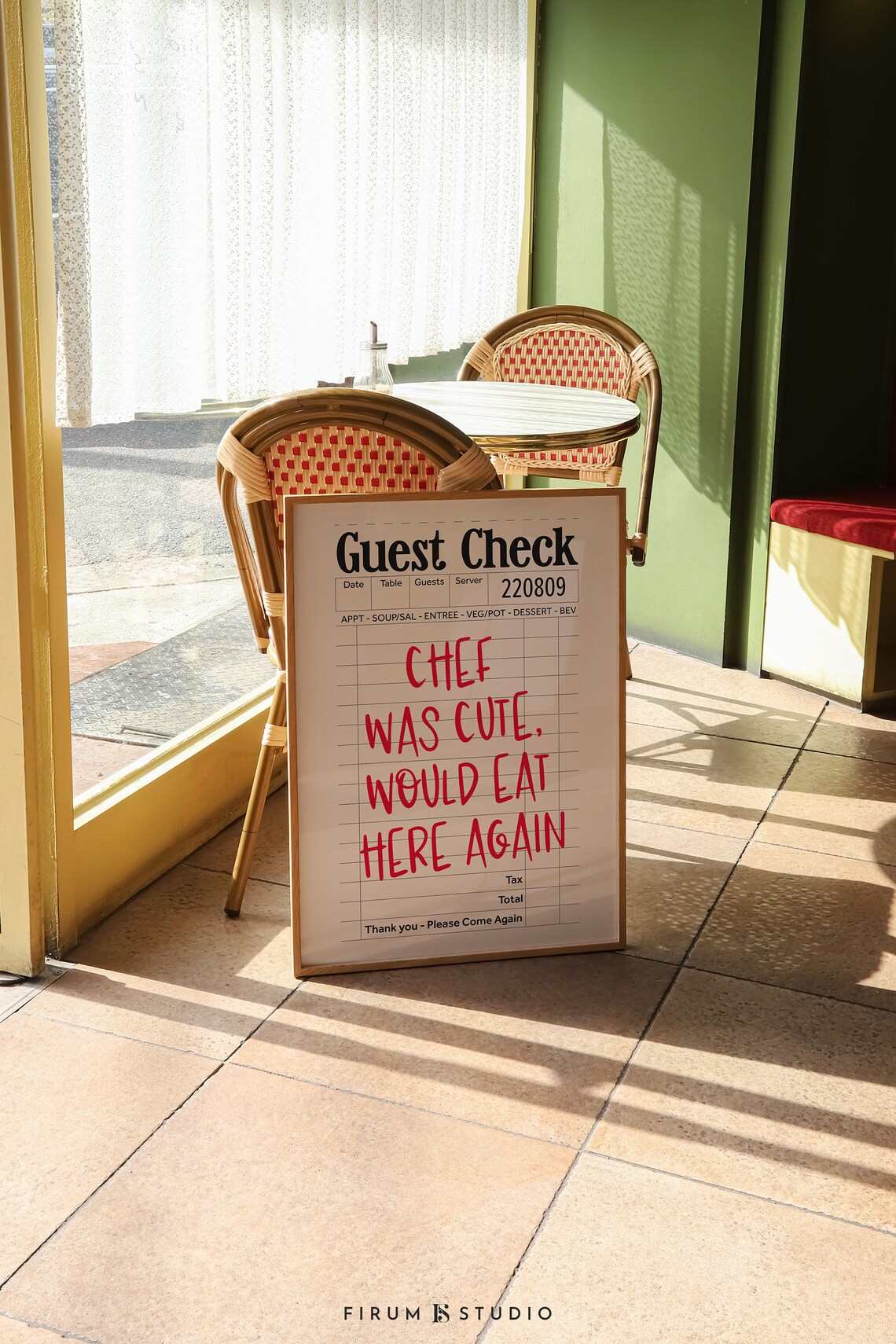 Chef Was Cute Trendy Kitchen Guest Check Poster