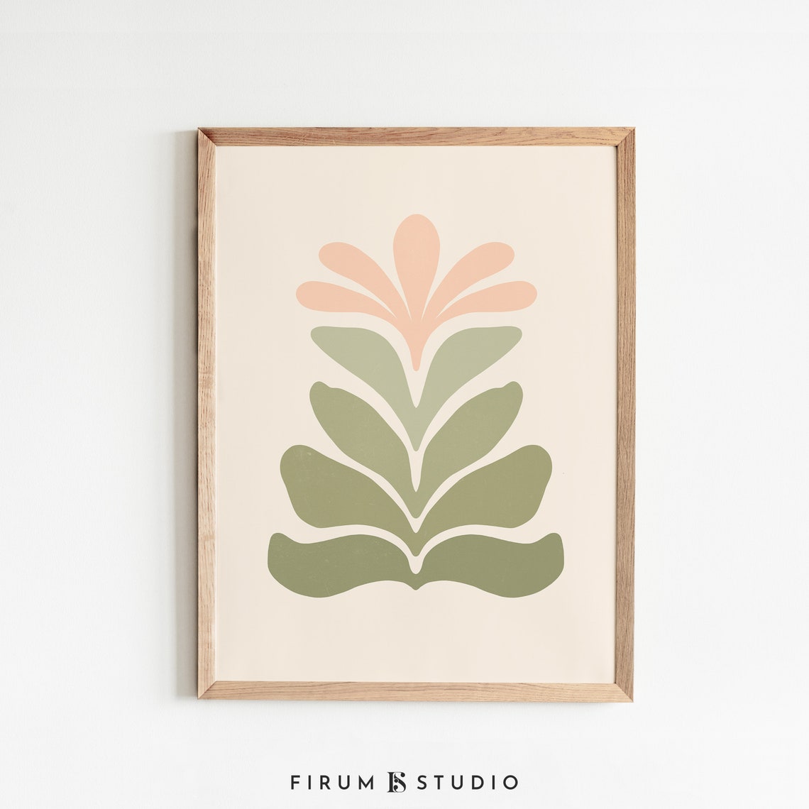 Sage Green and Peach Abstract Botanical Japandi Minimal Poster - Image 2