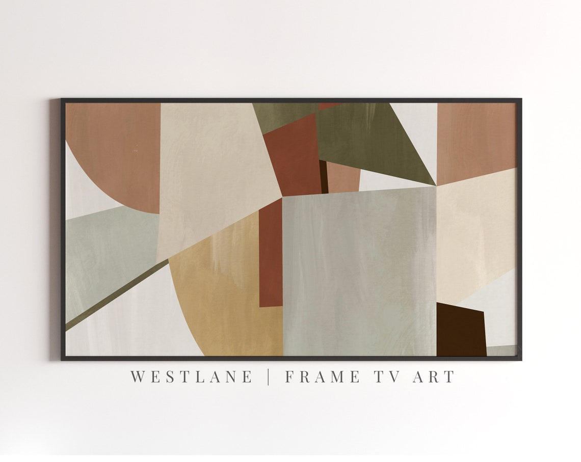 Mid Century Modern Abstract Geometric Earth Tones Art Poster - Image 2