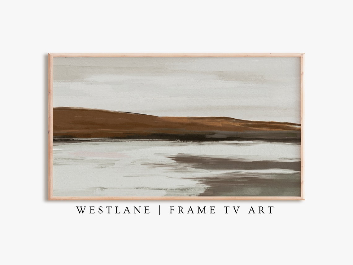 Minimal Neutral Landscape Brown Ridge Calm Water Modern Print - Image 2