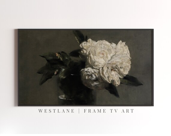 Frame Tv Vintage Moody Flower Still Life Painting Tv Art