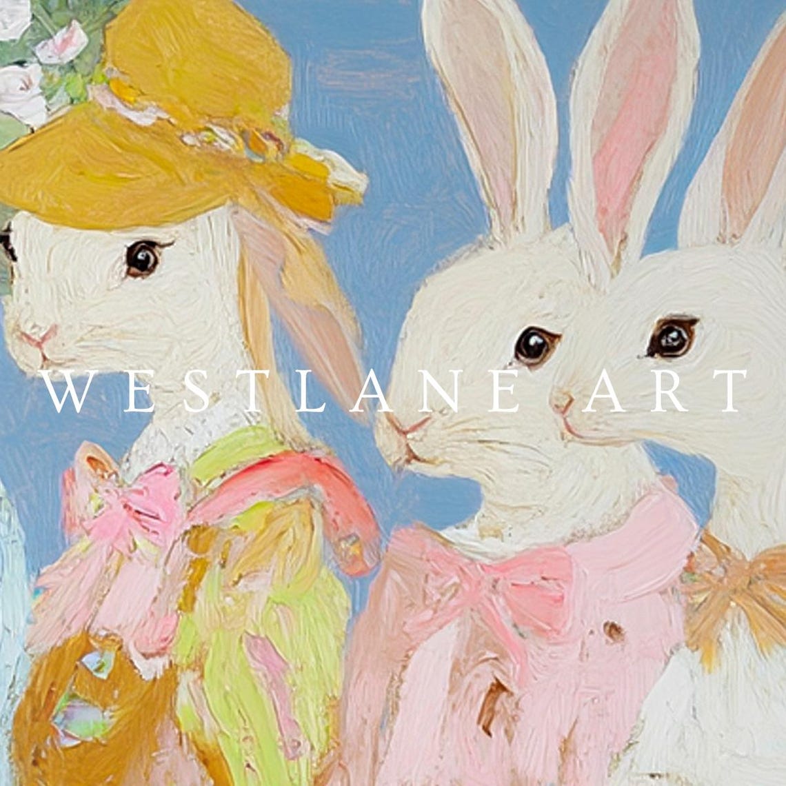 Spring Easter Bunnies In Pastel Dresses Bunny Lineup Art Print - Image 3